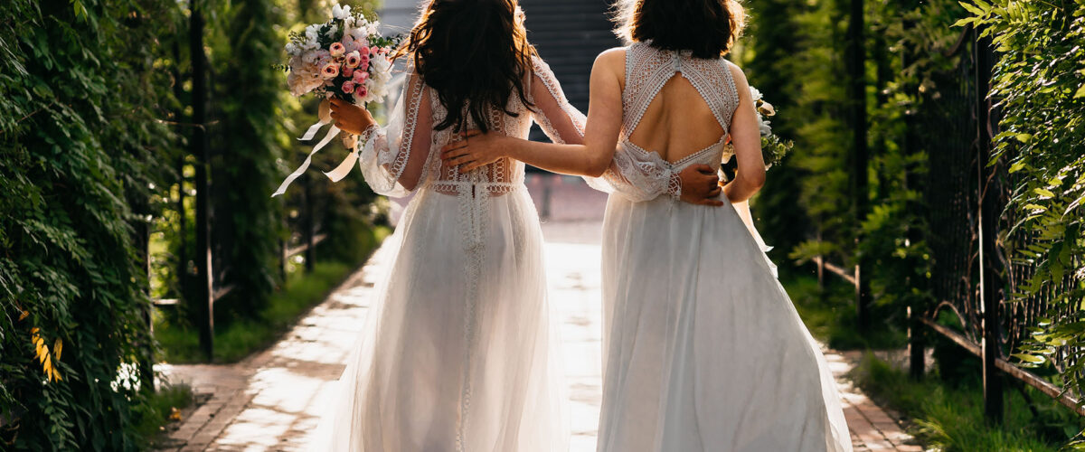 Two brides at a vow renewals ceremony